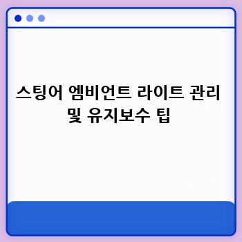 스팅어 엠비언트 라이트 관리 및 유지보수 팁