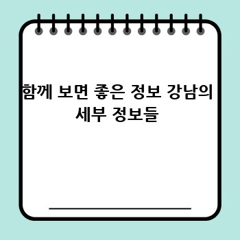 함께 보면 좋은 정보 강남의 세부 정보들