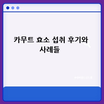 카무트 효소 섭취 후기와 사례들 