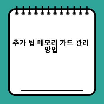 추가 팁 메모리 카드 관리 방법