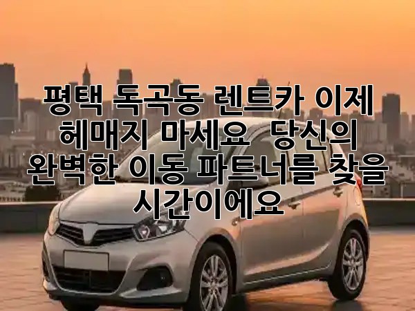 평택 독곡동 렌트카, 이제 헤매지 마세요! 🚗💨 당신의 완벽한 이동 파트너를 찾을 시간이에요